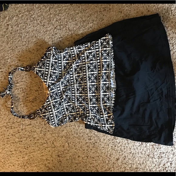 Halter Neck Swim Top with Swim Skirt - Picture 1 of 5